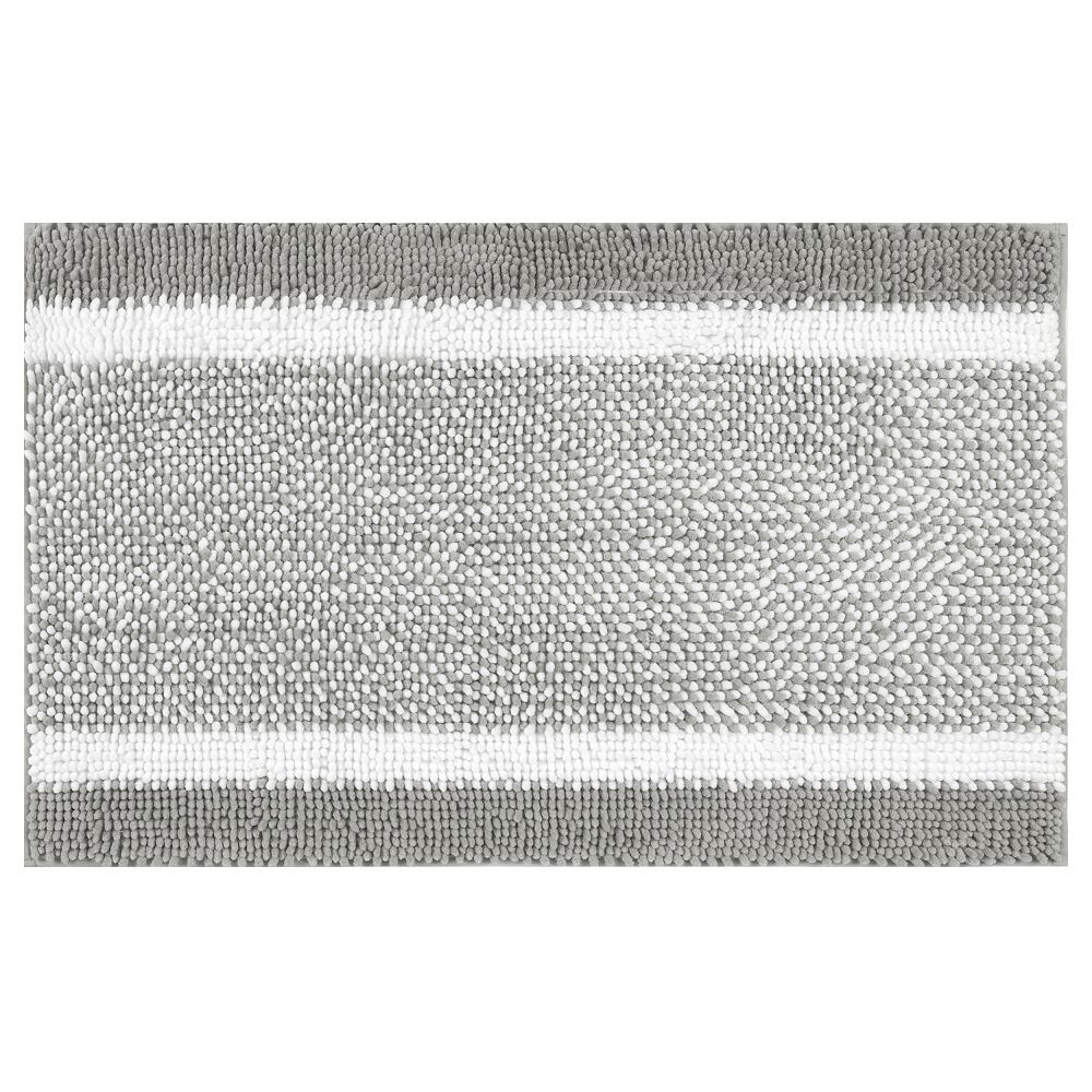 

Полосатый коврик для ванной комнаты, нескользящий мягкий плюшевый лохматый ковер для ванной размером 16 x 24 дюйма Unique Bargains, серый