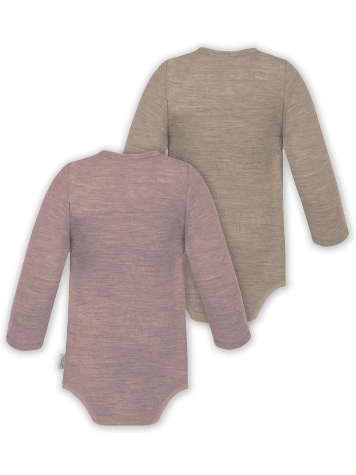 Normani Outdoor Sports Комплект из 2 унисекс боди-слингов с длинными рукавами для младенцев, розово-бежевого цвета — фото 2