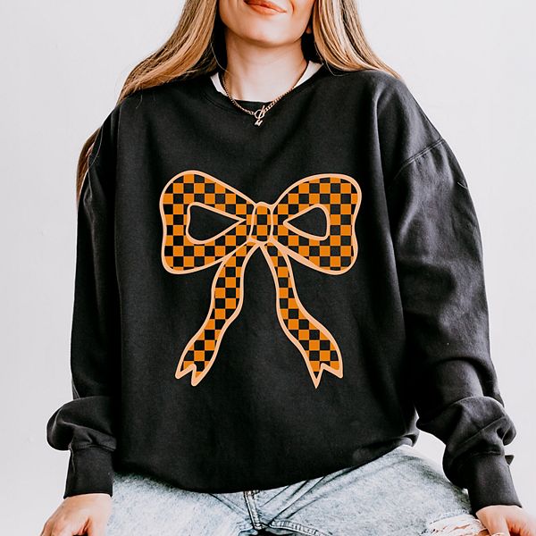 

Coquette orange checker bow - Женский легкий свитшот с окраской в готовом виде Simply Sage Market, Black