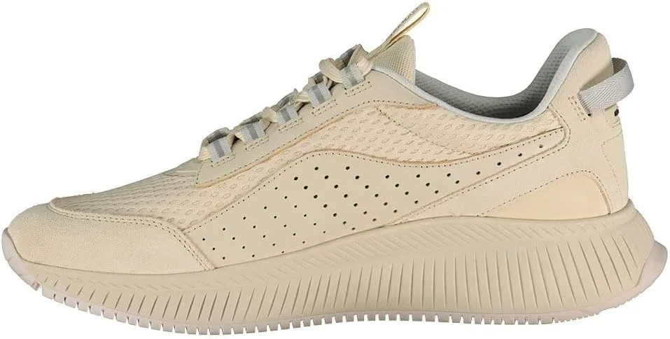 Мужские кроссовки BOSS TTNM EVO Runn TTNM EVO из замши, кожи и сетки с подошвой в елочку, белый — фото 4
