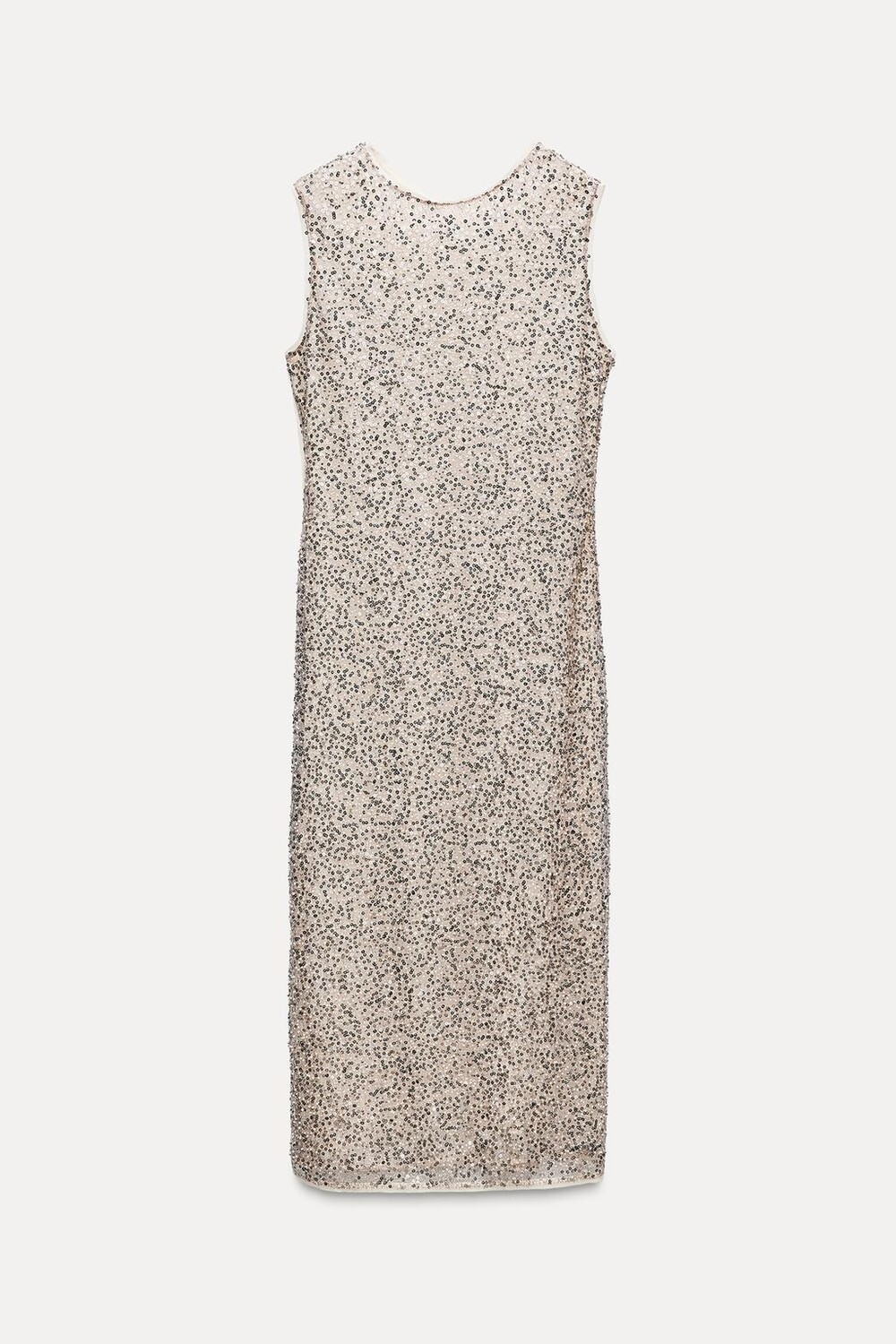 

Платье миди с пайетками ZARA, серебряный
