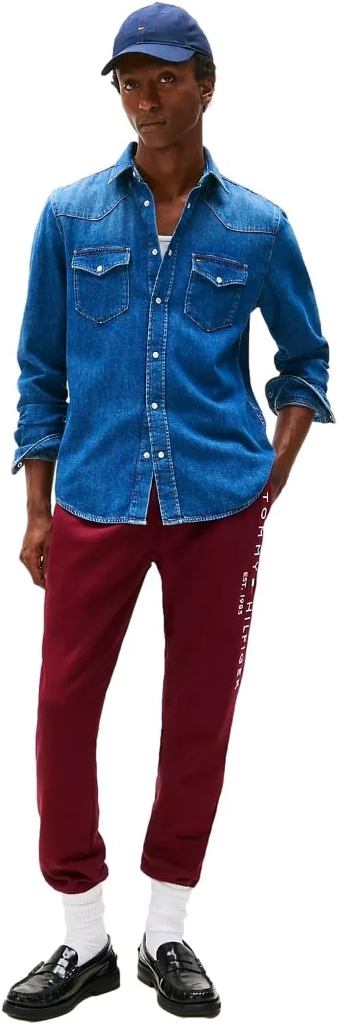 TOMMY HILFIGER Мужские логотипные джоггеры с карманами, Medium, P Navy — фото 2