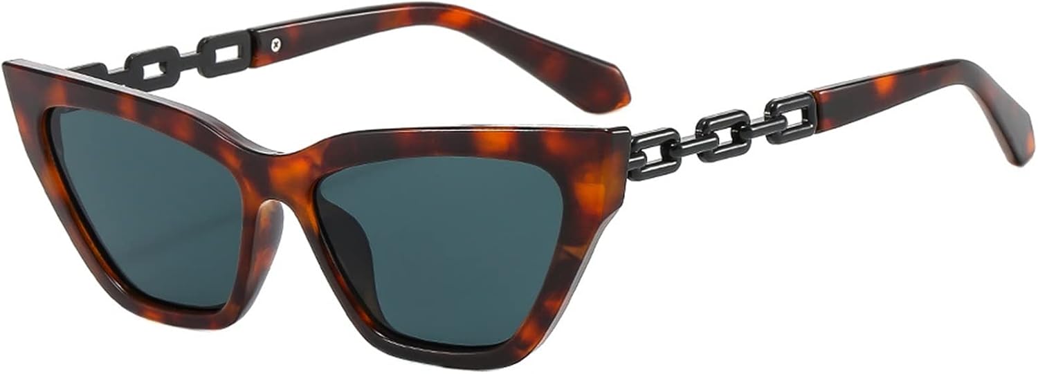 

Солнцезащитные очки «Кошачий глаз» 2026 года для мужчин и женщин, маленькая оправа, металлическая цепочка, модные солнцезащитные очки (Цвет: A, Размер: Средний) MTZJH, C