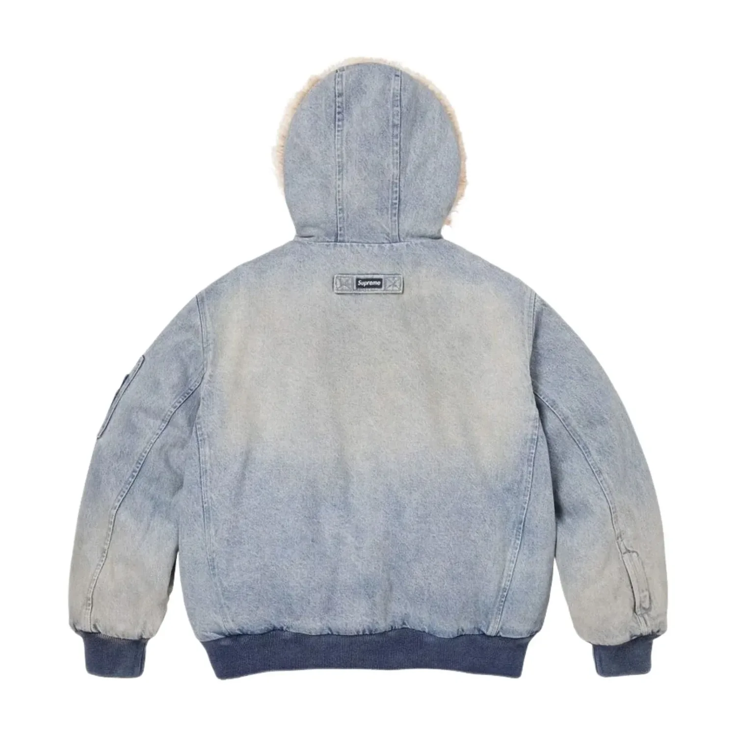 Рабочая куртка Supreme SS26 с двусторонним капюшоном из искусственного меха, цвет «джинсовая», синий — фото 3