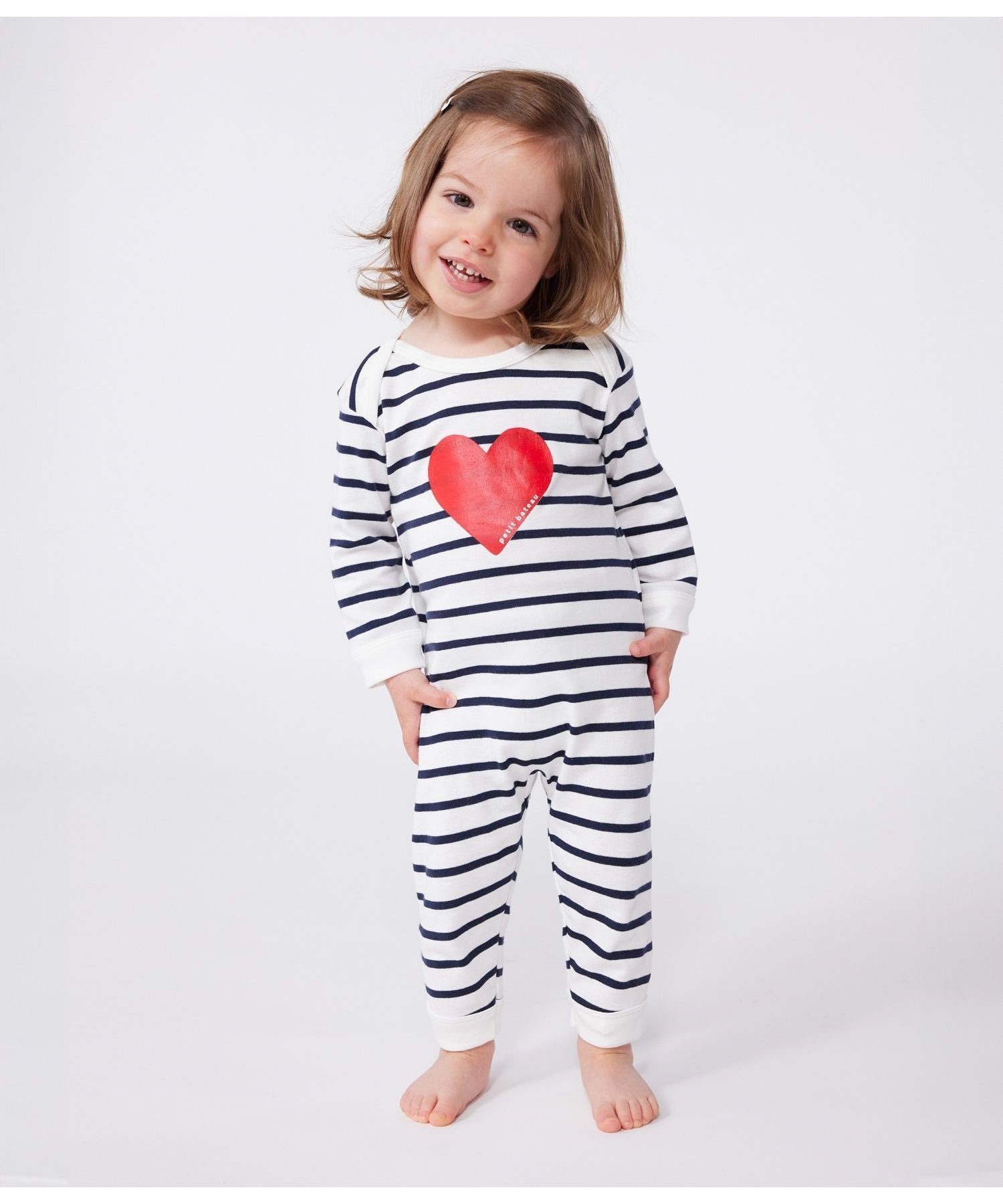 Комбинезон без застежек Petit Bateau, Off-white/Navy