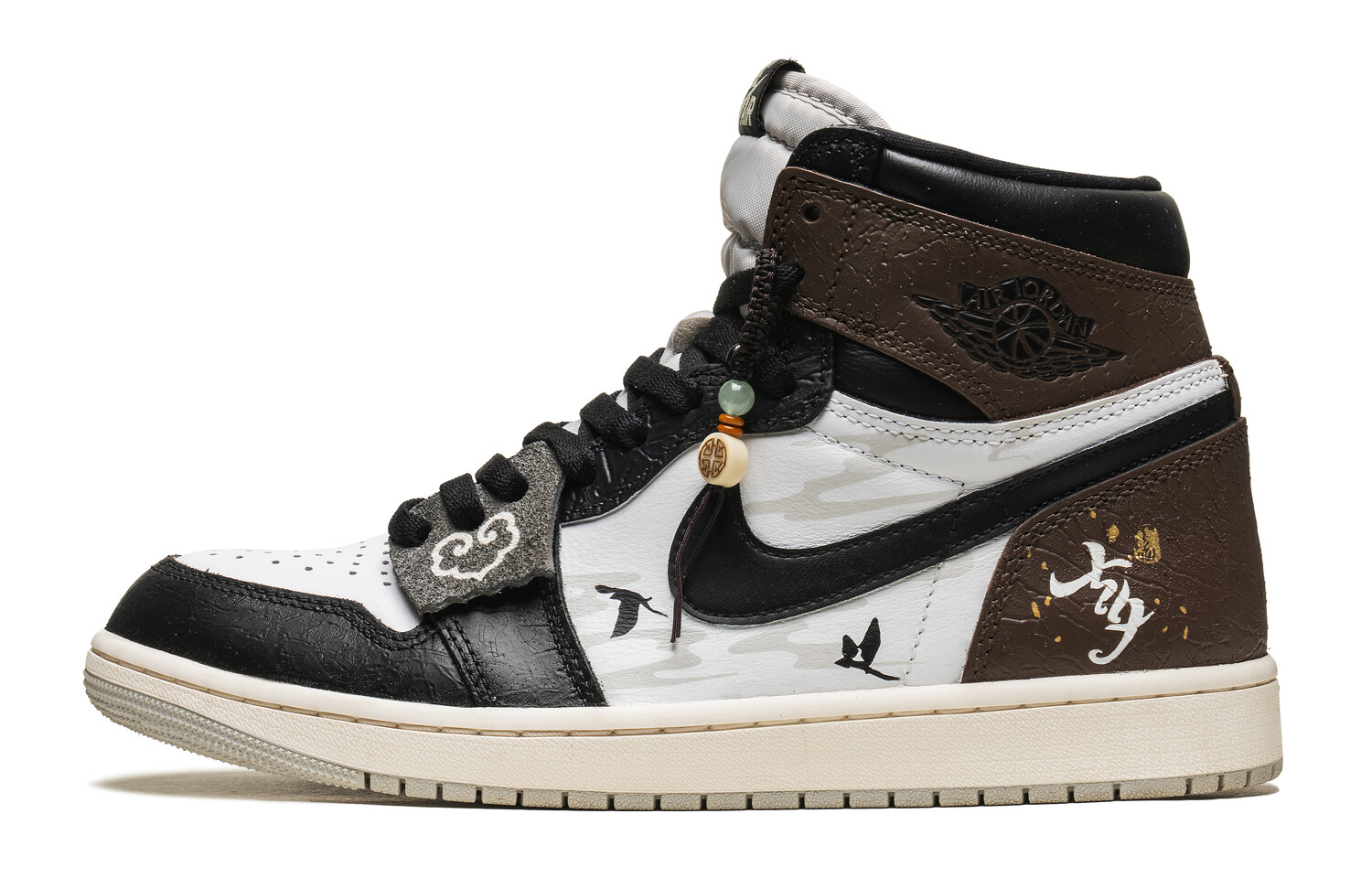 Кроссовки Air Jordan 1 Vintage Basketball Shoes Men High-top Black, коричневый