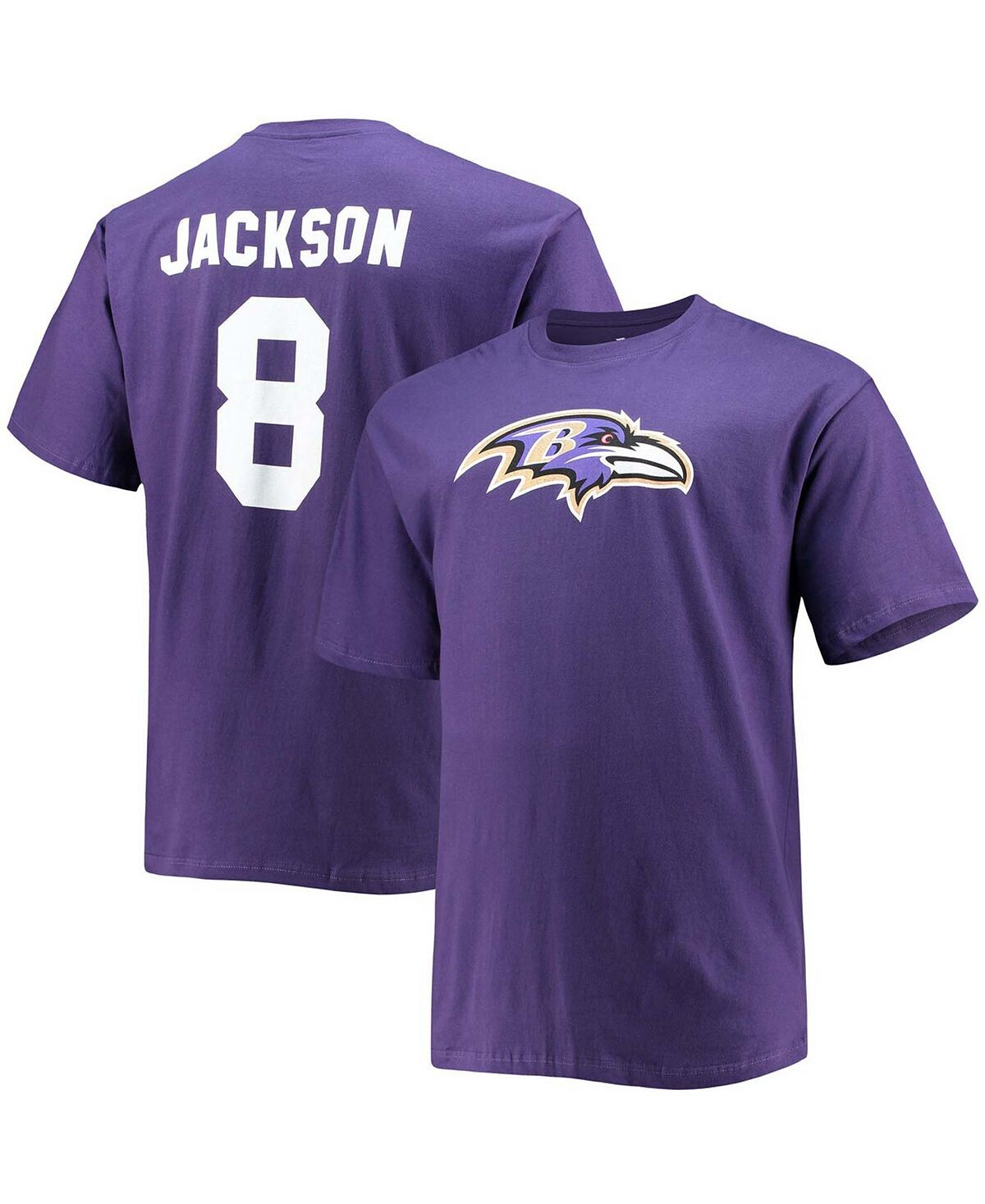 

Мужская фиолетовая футболка Big and Tall Lamar Jackson Baltimore Ravens с именем игрока и номером Fanatics, Фиолетовый, Мужская фиолетовая футболка Big and Tall Lamar Jackson Baltimore Ravens с именем игрока и номером Fanatics