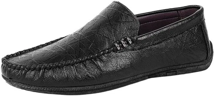 Лоферы кожаные искусственные мужские, Slip On, черный UOPYNE