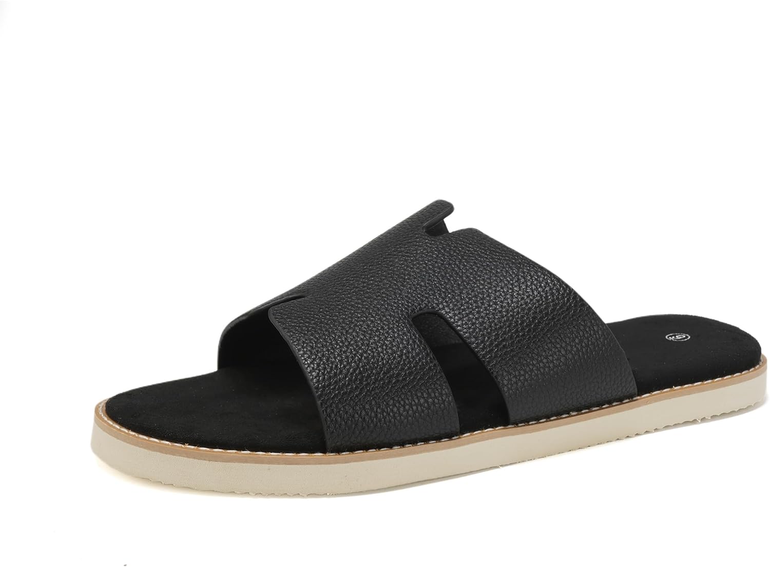 Летние мужские сандалии SoleilSandal из кожи, удобные шлепанцы с стелькой из пены с эффектом памяти, подошва EVA, противоскользящие повседневные модные шлепанцы H-Slides, черный — фото 2