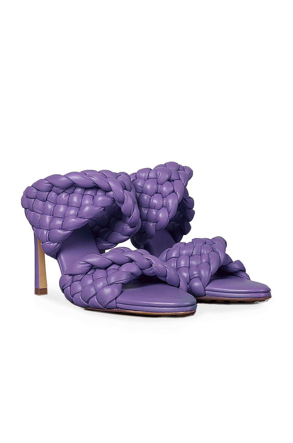 Мюли Bottega Veneta Padded Woven Leather Sandals, фиолетовый — фото 2