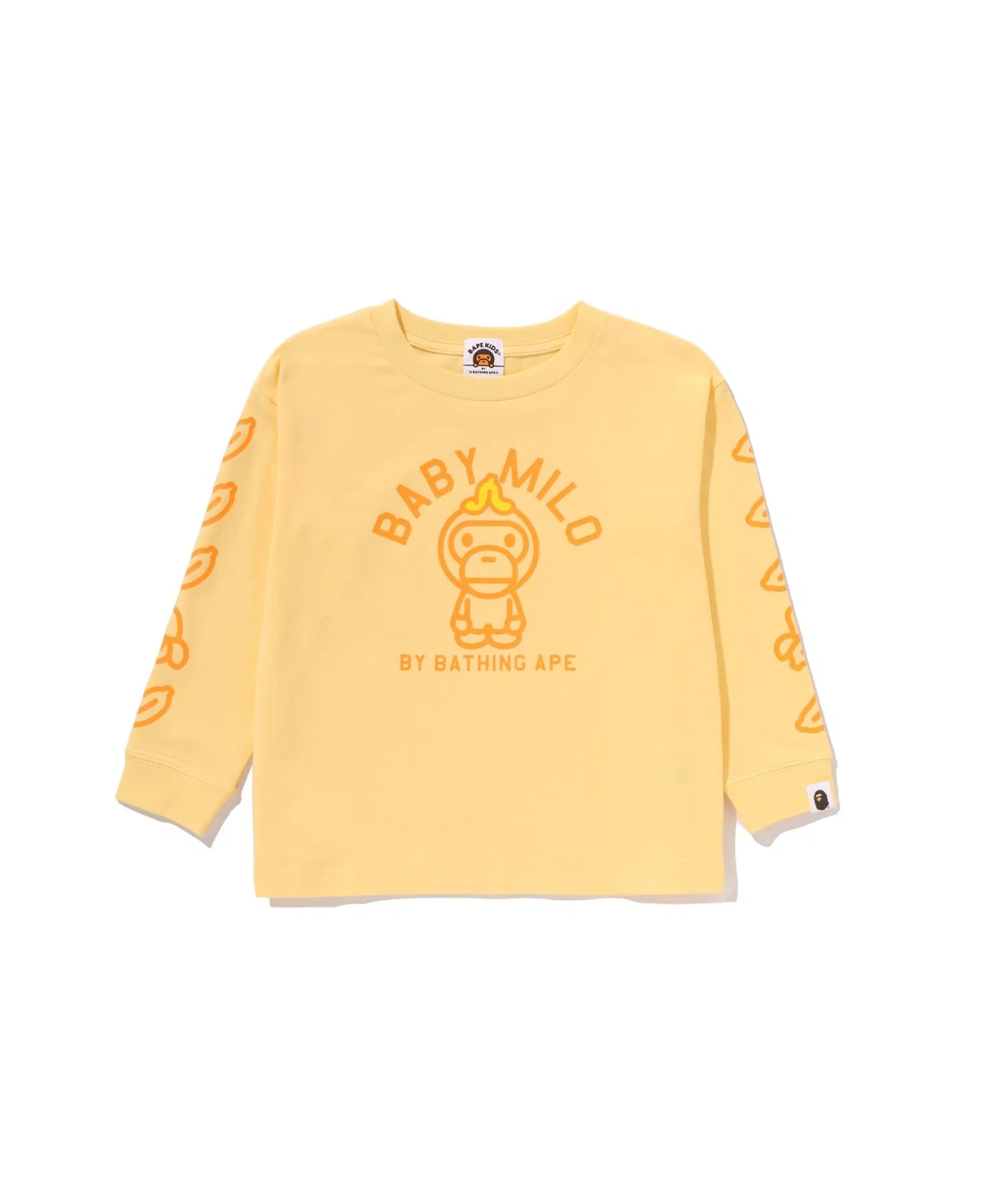 Детская футболка с длинным рукавом A BATHING APE BABY MILO BANANA жёлтая