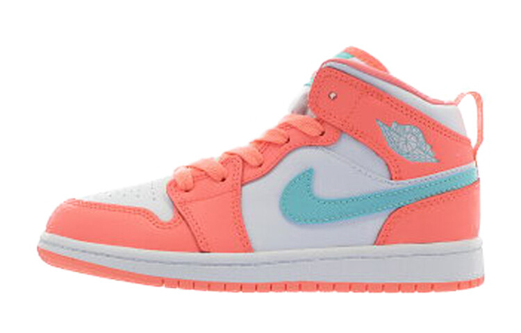 

Кроссовки Jordan 1 Mid Crimson Pulse/Light Aqua-White