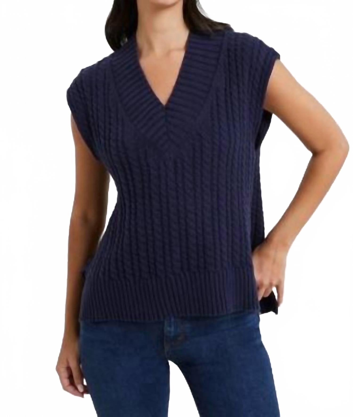 

Моцарт V-образный вырез короткий рукав джемпер в герцогском синем French Connection