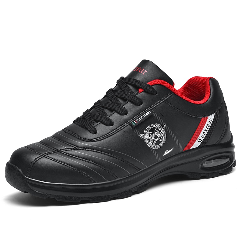 

Kuding Амортизирующие противоскользящие износостойкие водонепроницаемые дышащие легкие повседневные мужские кроссовки - черный красный, цвет Black Red