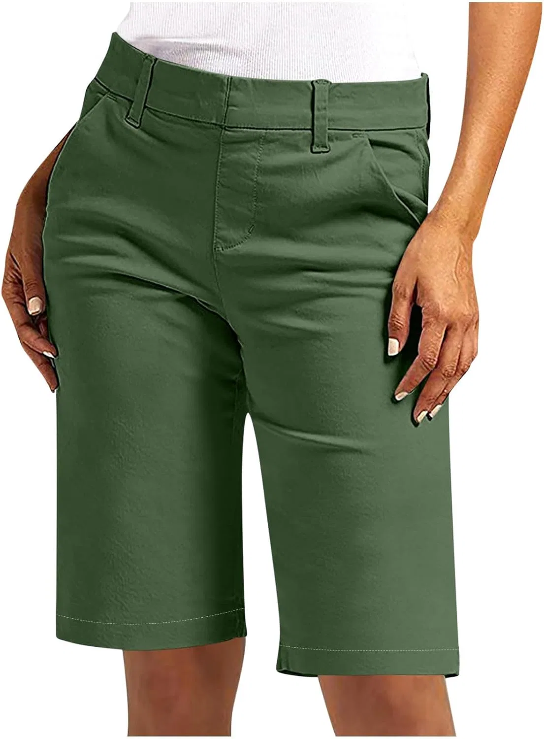 Женские бермуды с высокой талией, Generic, green