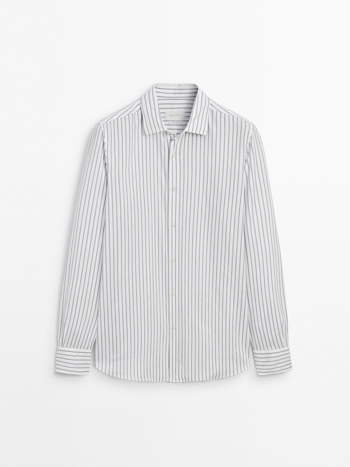 

Рубашка из 100% хлопка с полосатым узором Massimo Dutti, белый