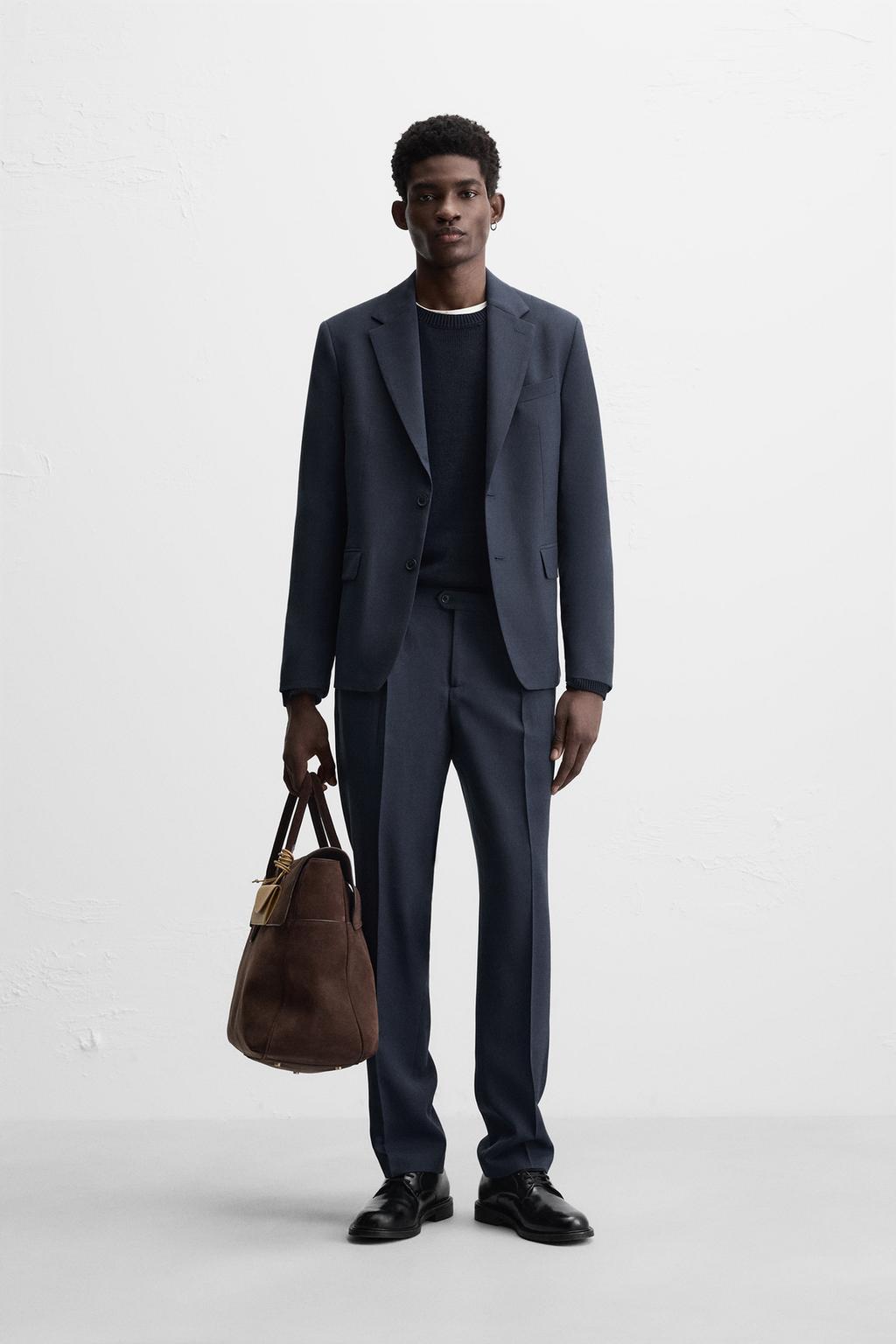 

Блейзер для полушерстяного костюма ZARA, цвет Blue/Steel