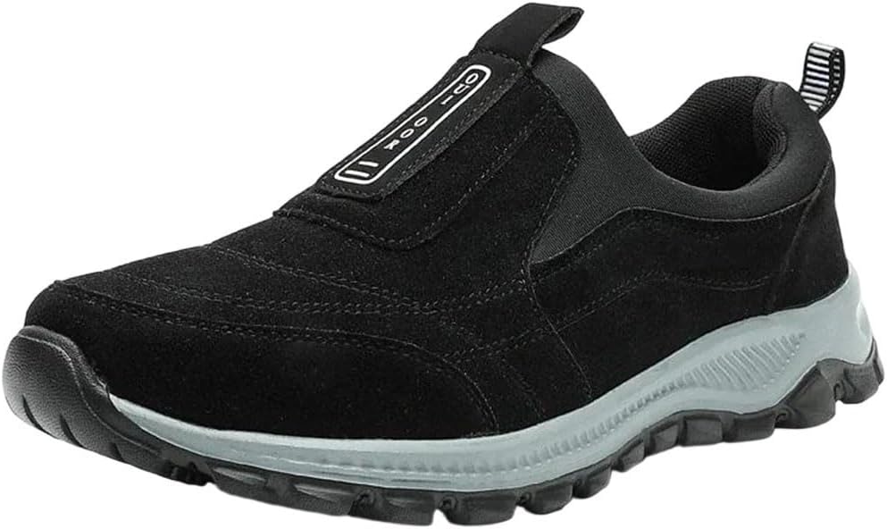 

Мужские походные кроссовки для улицы, удобные, повседневные, дышащие, из замши и кожи, противоскользящая обувь для ходьбы Generic, черный