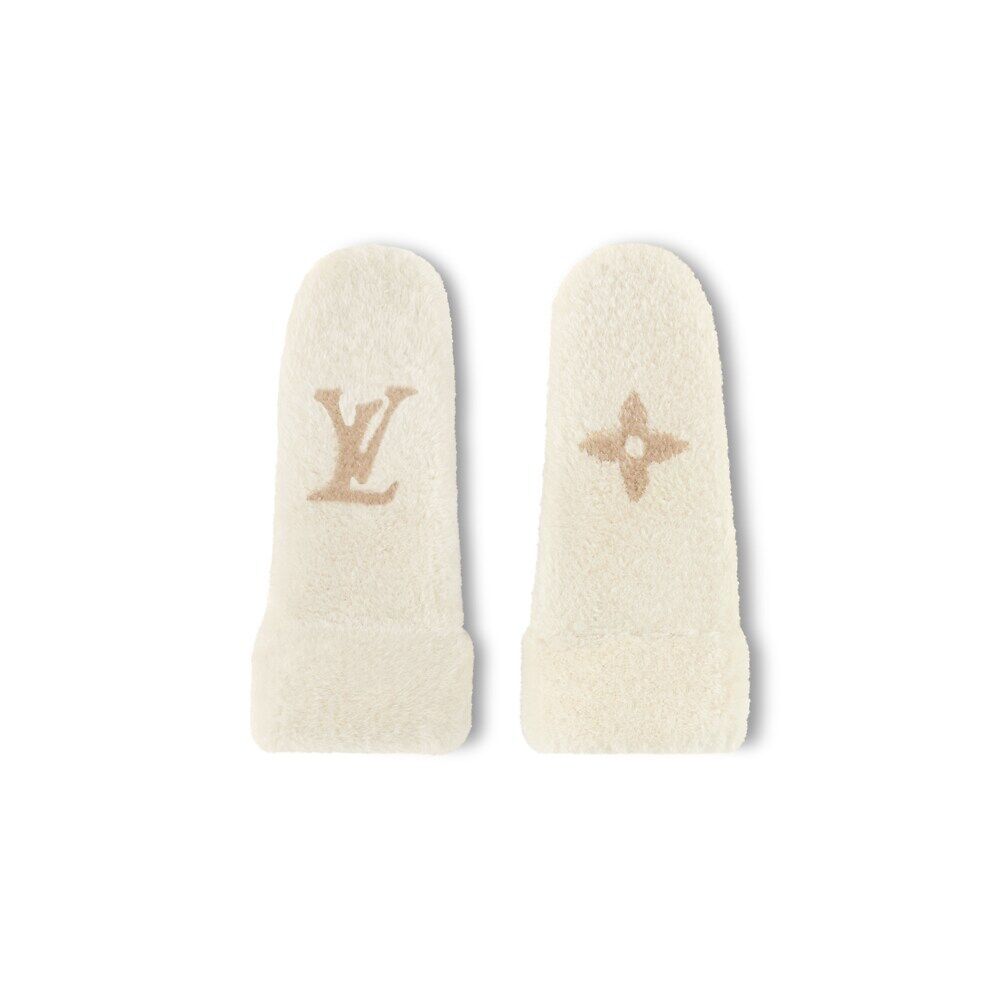 

Варежки из овчины с монограммой Louis Vuitton, бежевый