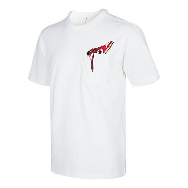 

Футболка Men's Air Jordan Pocket Shoes Embroidered Solid Color Round Neck Short Sleeve White T-Shirt, мультиколор