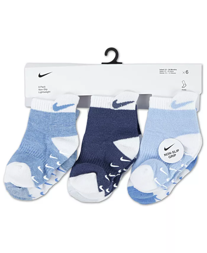 Носки с противоскользящей подошвой для малышей, набор из 6 пар Nike, синий — фото 3