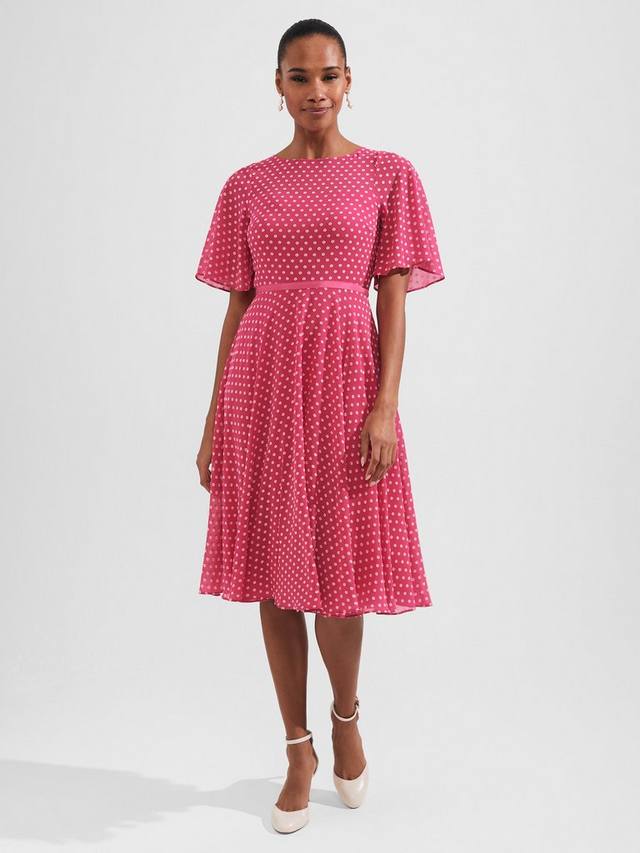 

Платье элеоноры в горошек Hobbs, цвет Pink/Ivory