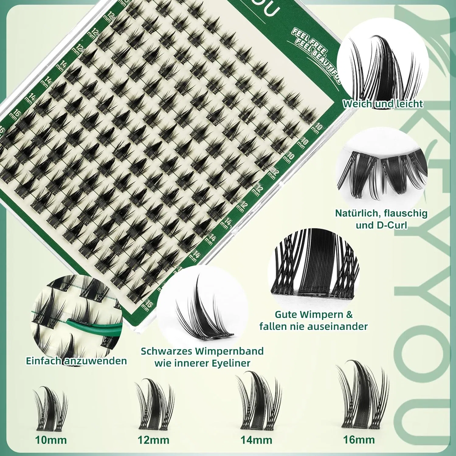 Накладные ресницы KEYYOU Manga Eyelash Tufts, D-изгиб, 10-16 мм, 120 шт. Keyyou, F02 — фото 4