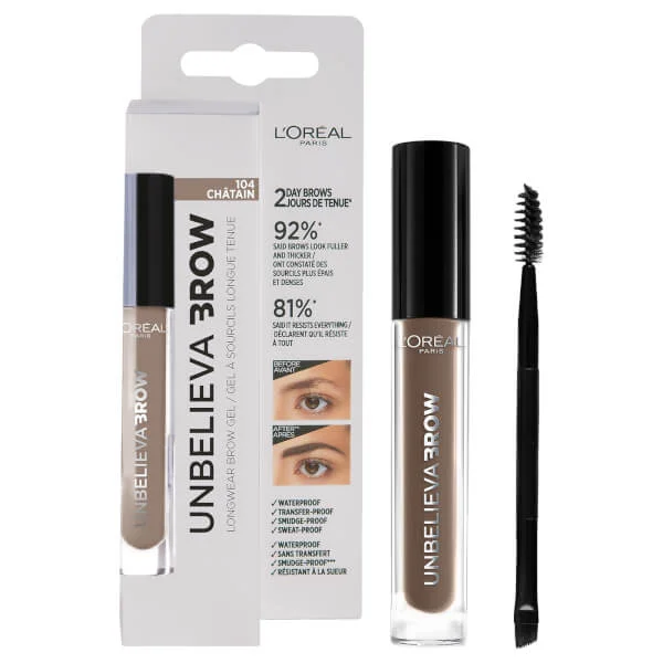 

Unbeliebrow стойкий гель для бровей L'Oréal Paris, 3,4 мл., цвет 104 brown