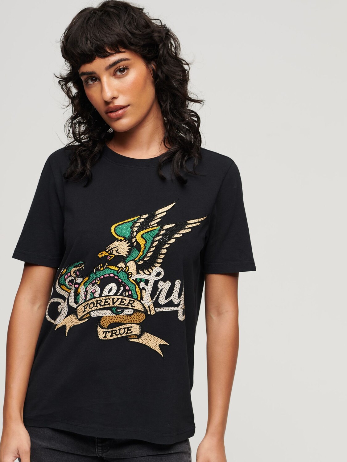 

Футболка с рисунком татуировки и надписью Superdry, черный как смоль