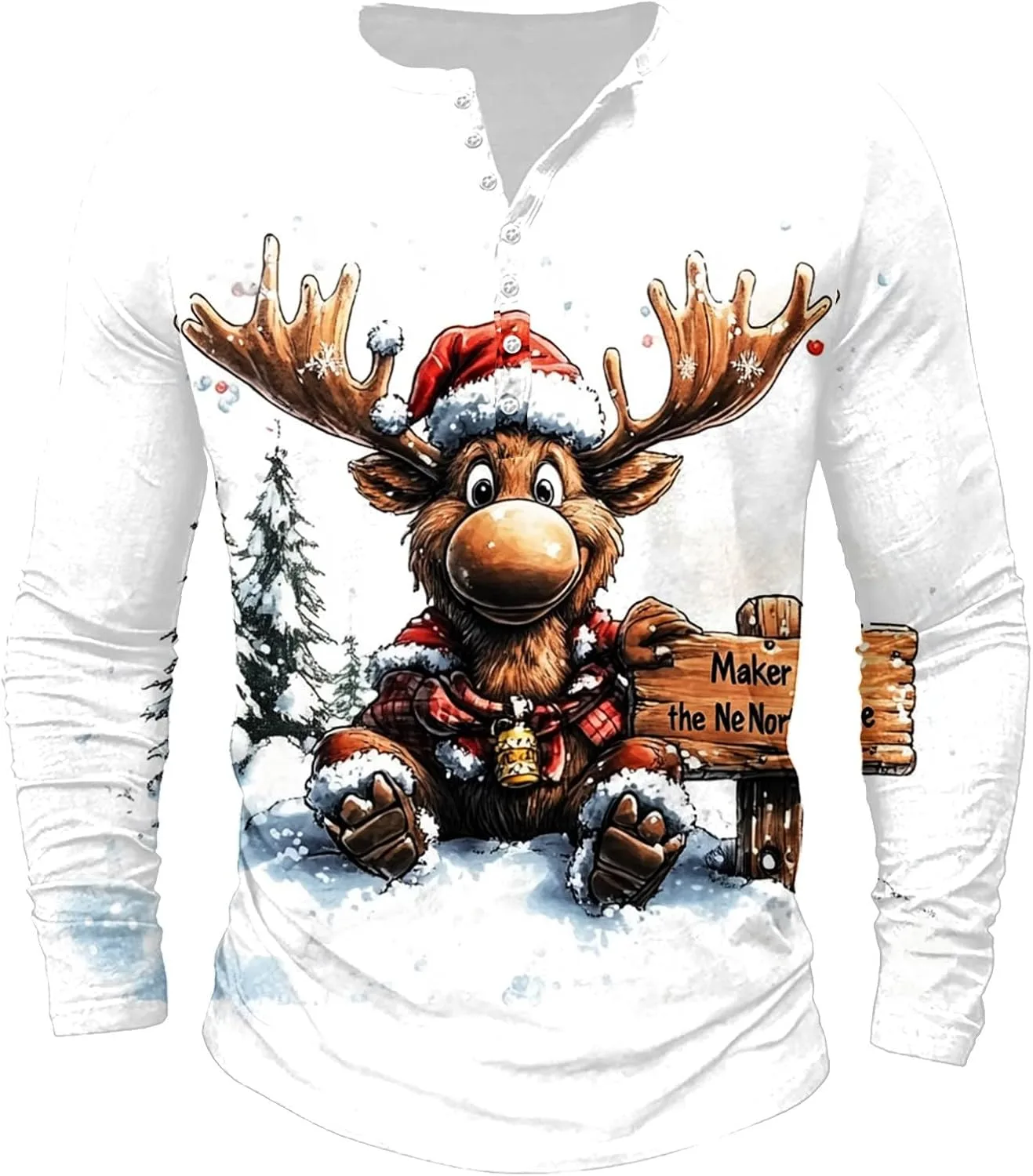 

Мужская рождественская футболка с принтом, лонгслив