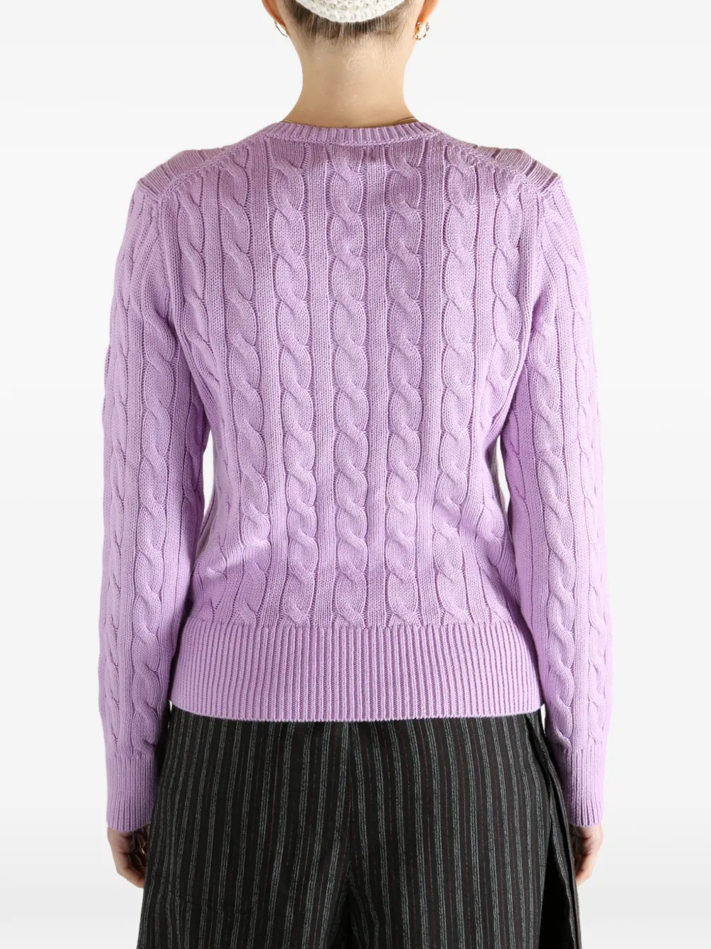 Кардиган фактурной вязки Polo Ralph Lauren, фиолетовый — фото 4