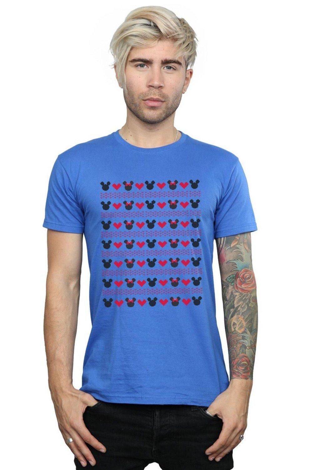 

Футболка с рождественскими сердечками Микки и Минни Disney, синий