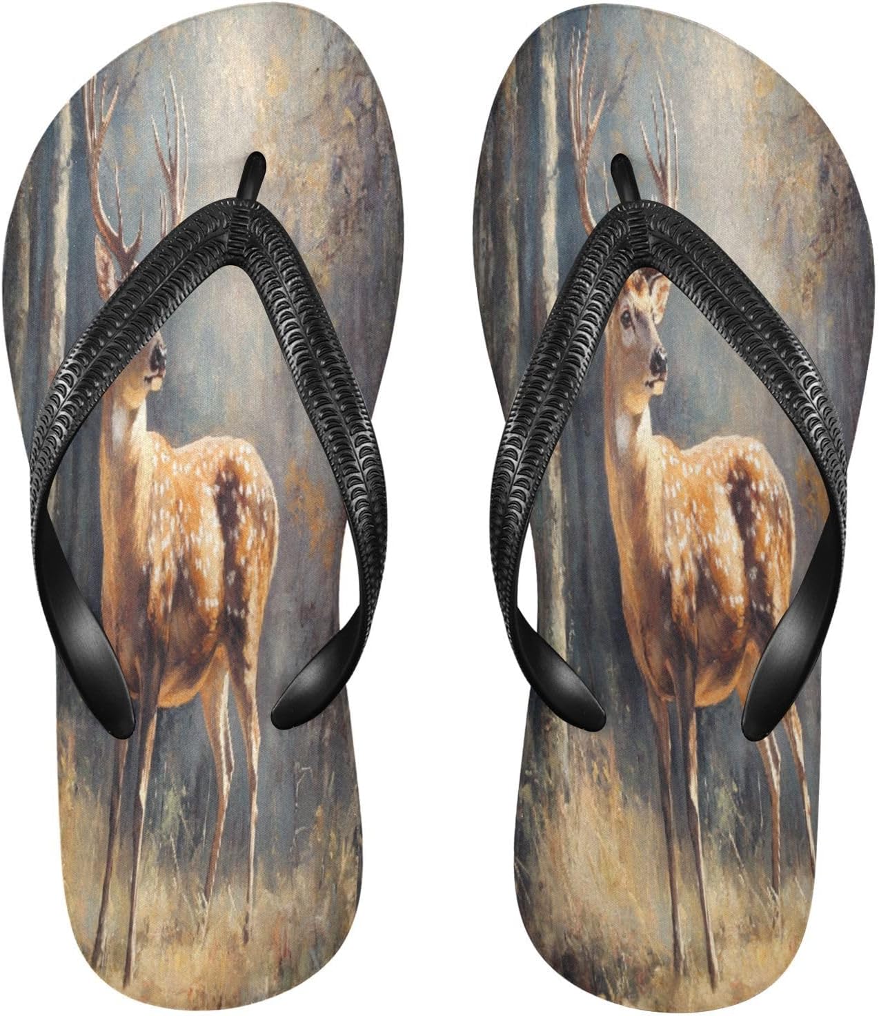 

Вьетнамки с оленями и охрой, пляжные шлепанцы, резиновые нескользящие летние тапочки для мужчин и женщин Sinestour, Spotted Deer Ochre