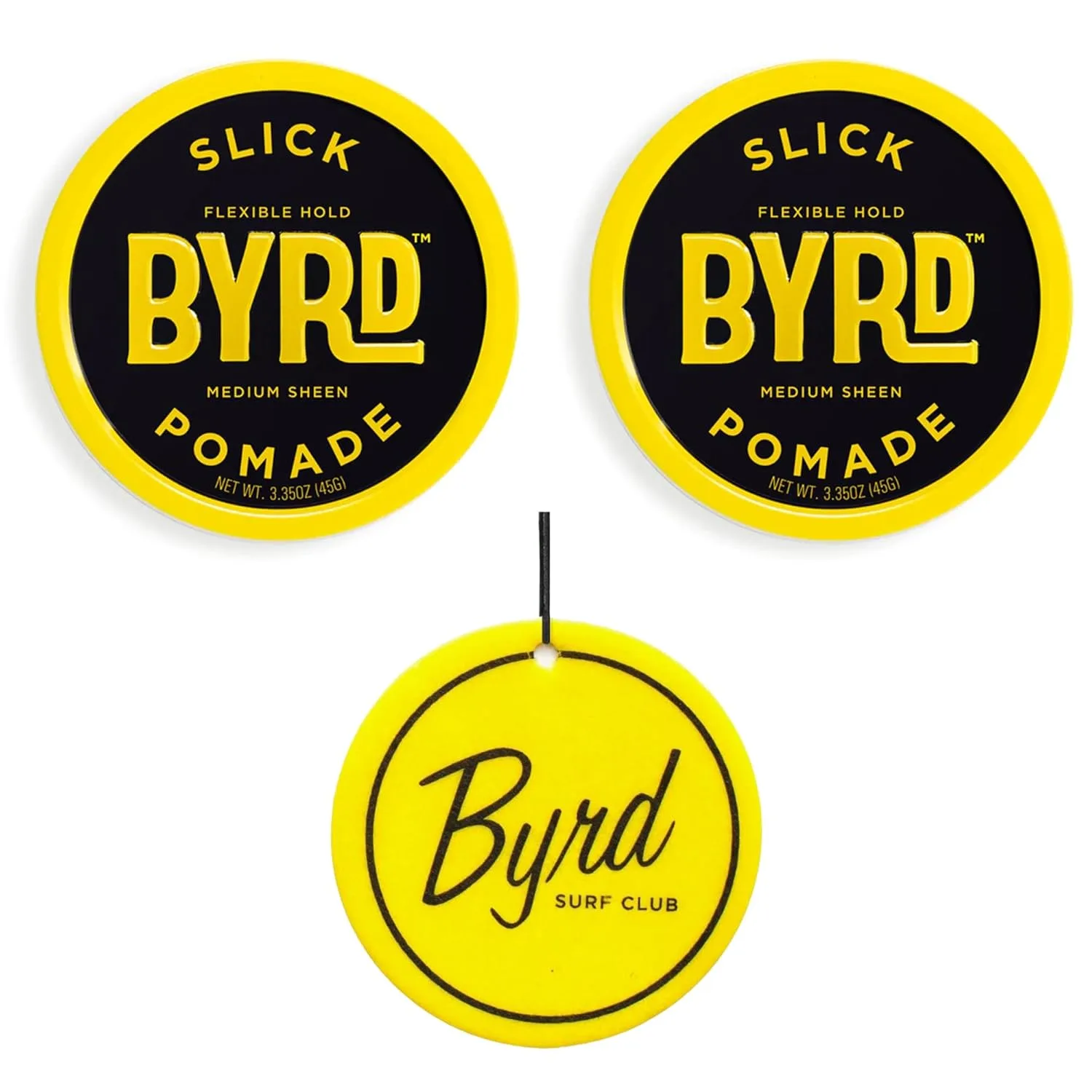 Помада Slick Pomade для мужчин BYRD Hairdo Products, 2 шт - гибкая фиксация, средний блеск, для всех типов волос, плюс освежитель воздуха Salty Coconut с морским ароматом, 95 г каждый 94.97 г (2 шт.)