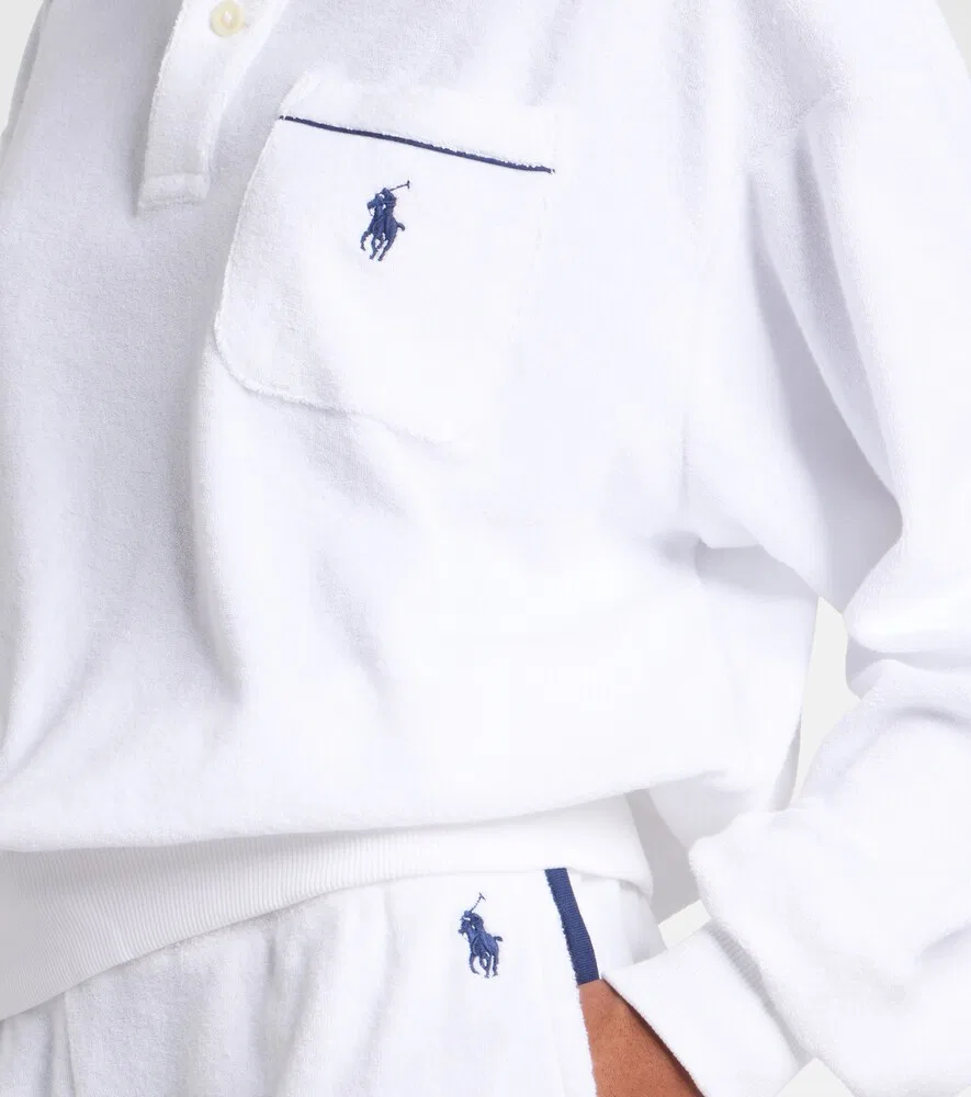 Поло из махровой ткани из смесового хлопка Polo Ralph Lauren, белый — фото 4