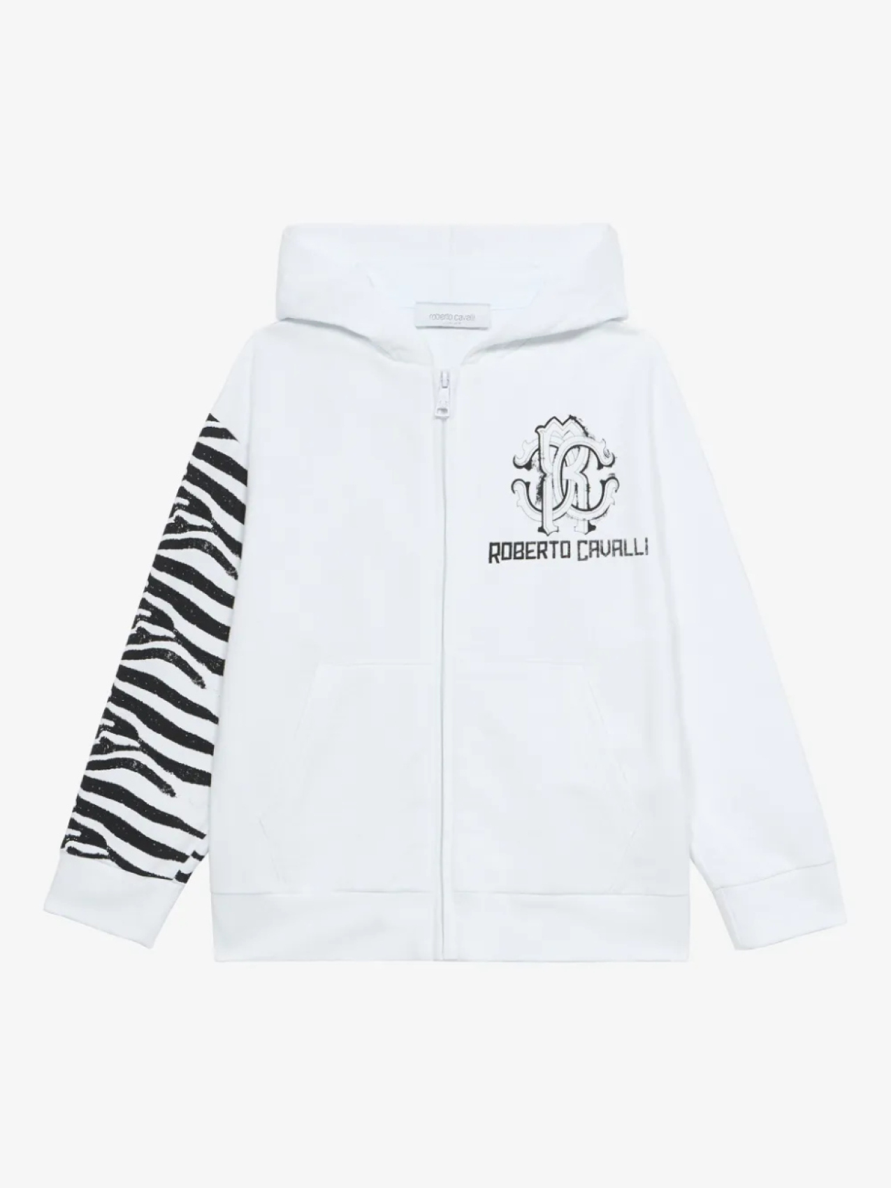 

Хлопковая толстовка с капюшоном на молнии Roberto Cavalli Junior, белый