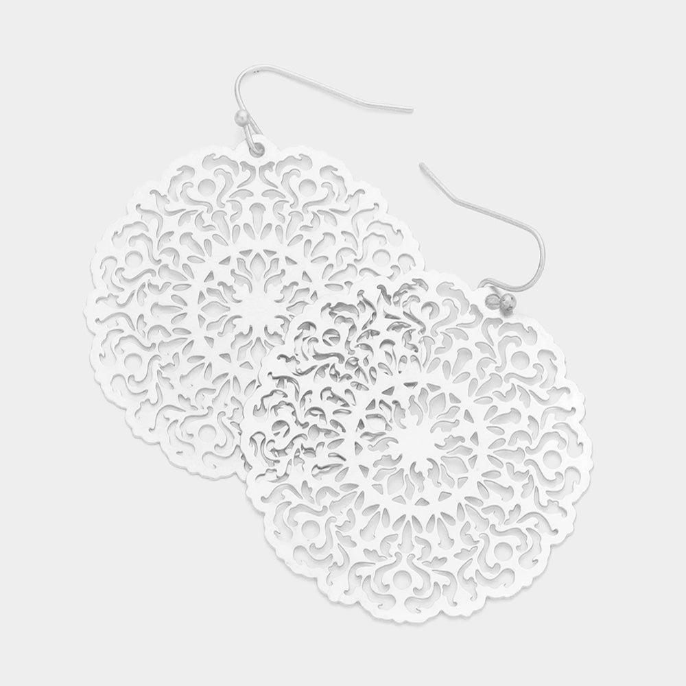 

Филигранные латунные металлические серьги-подвески Fashnzfab, серебряный