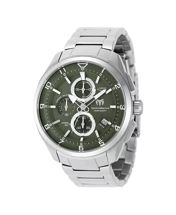 

Мужские кварцевые часы tm-318116 с оливково-зеленым циферблатом Technomarine, silver