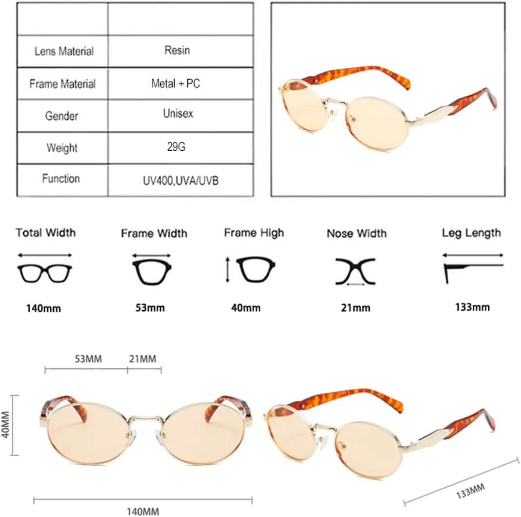 

Ретро металлические овальные солнцезащитные очки для женщин, модные, конфетных оттенков, защита от УФ-излучения UV400, для мужчин, в стиле панк UATXTAU, Silver Red