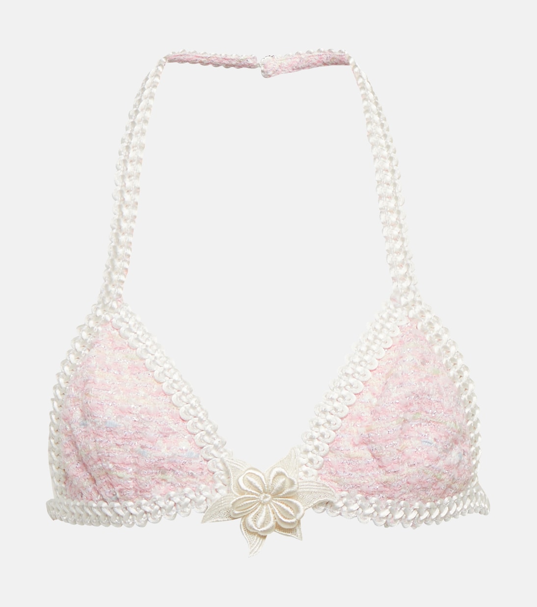 

Вышитый бюстгальтер из хлопковой смеси с люрексом Alessandra Rich, Light Pink