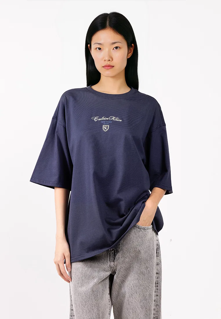 Футболка с логотипом, свободный крой, Calvin Klein Jeans, чернильный