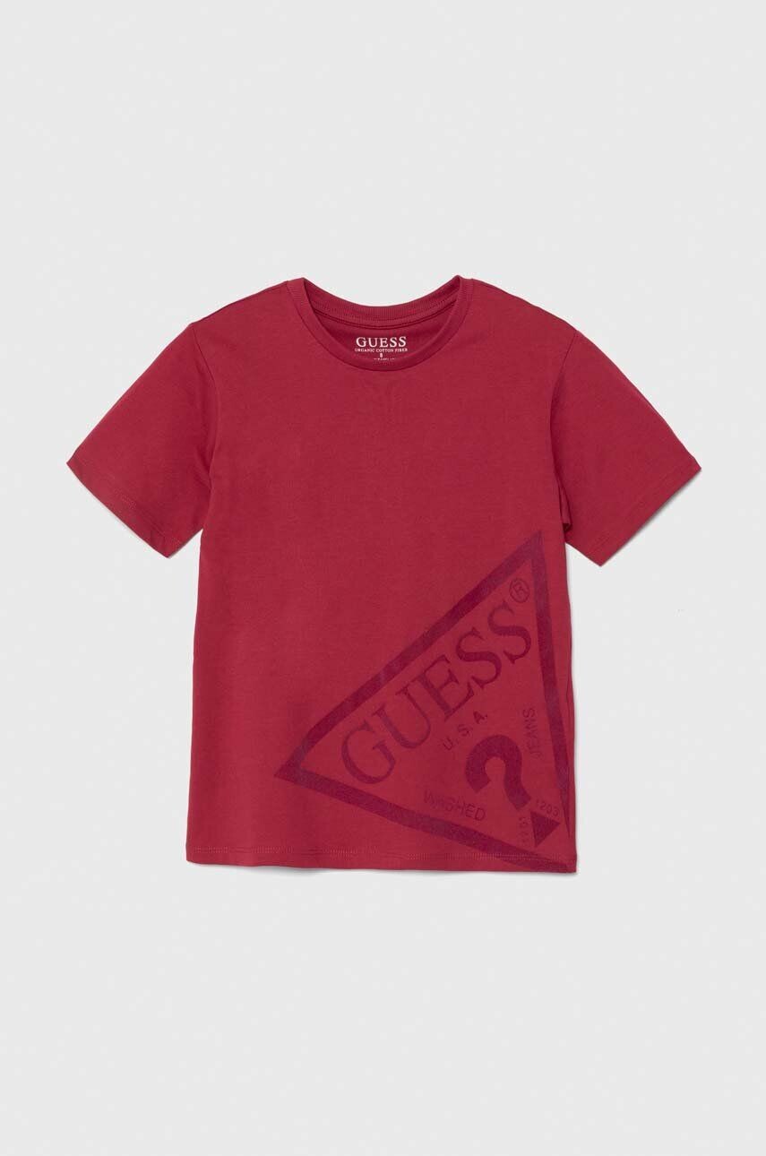 

Детская хлопковая футболка Guess, красный