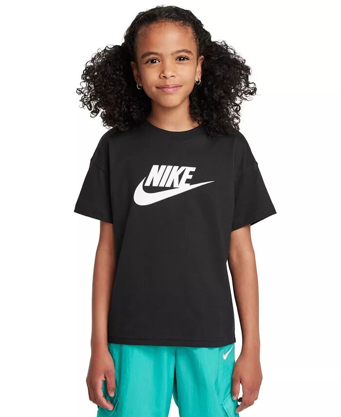 

Футболка спортивная хлопковая с логотипом для больших девочек Nike, белый