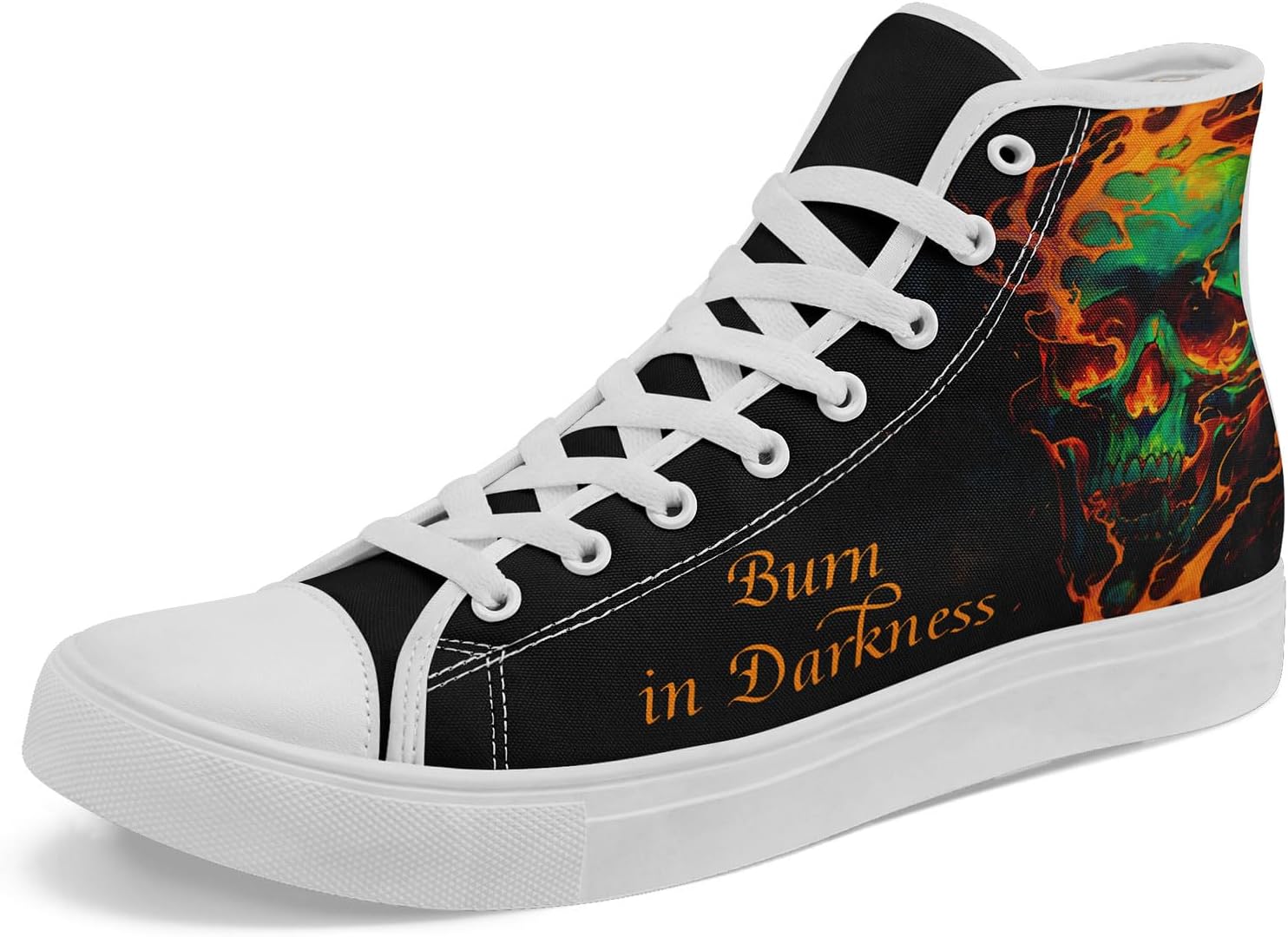 

Высокие кеды на шнуровке AWSOLE Gothic с черепом для мужчин и женщин с принтами бабочек, пламени и цветов, яркие плоские повседневные кроссовки для прогулок, белый/черный/зеленый/оранжевый/темно-зеленый