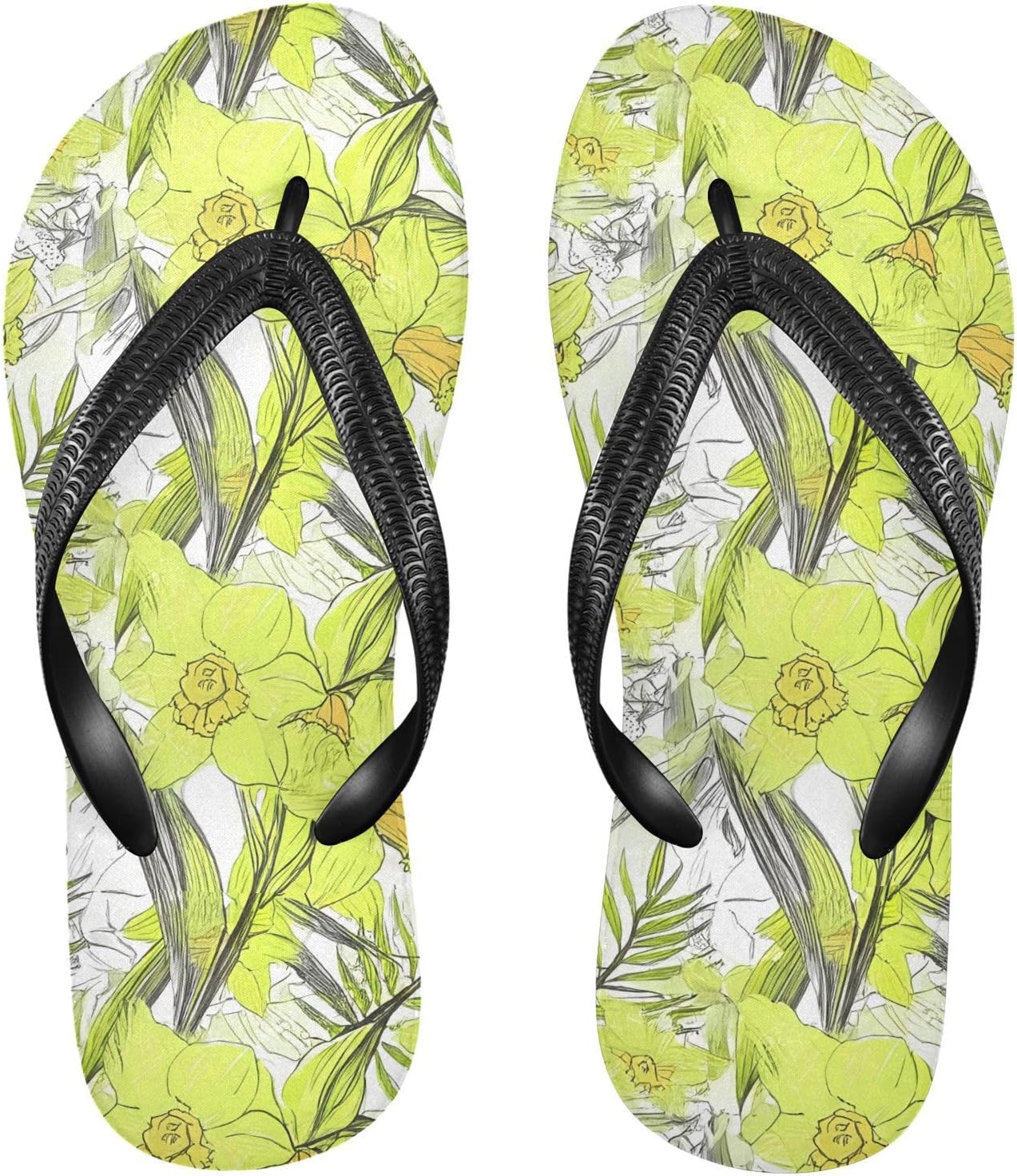 

Желтые шлепанцы с нарциссами, пляжный душ, вьетнамки, резиновые нескользящие летние тапочки для ходьбы, для женщин и мужчин Sinestour