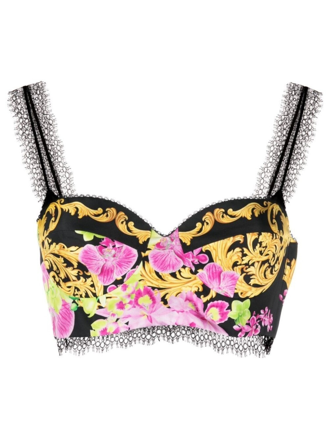

Versace топ-бюстье с принтом Medusa Orchid, черный