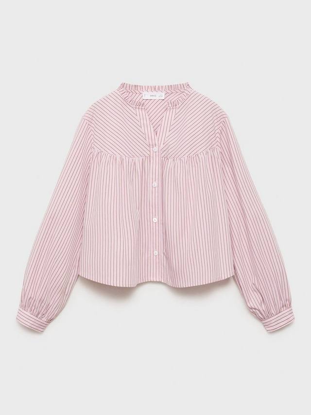 

Детская блузка Beck с длинными рукавами в полоску из хлопка Mango, Pink