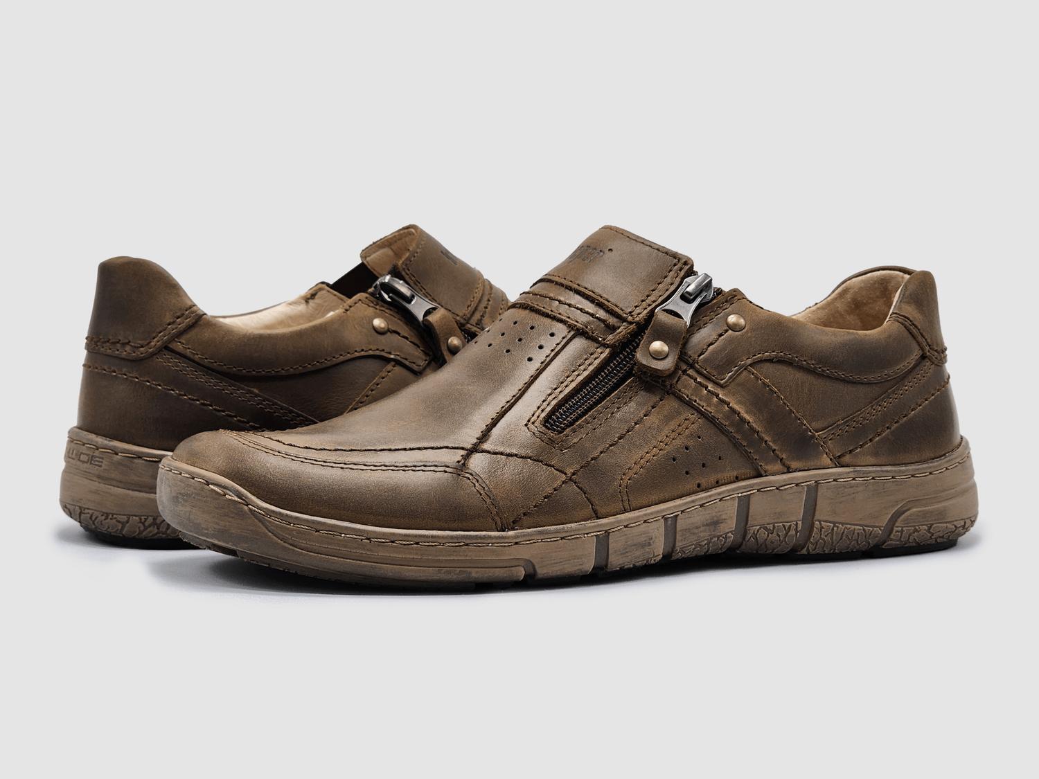 

KCR Group Мужские повседневные кожаные туфли на молнии без шнурков, коричневые