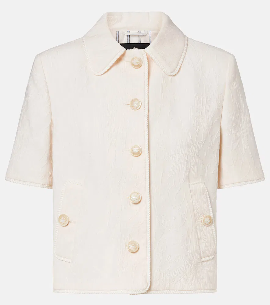 Жаккардовая куртка из хлопковой смеси Etro, белый
