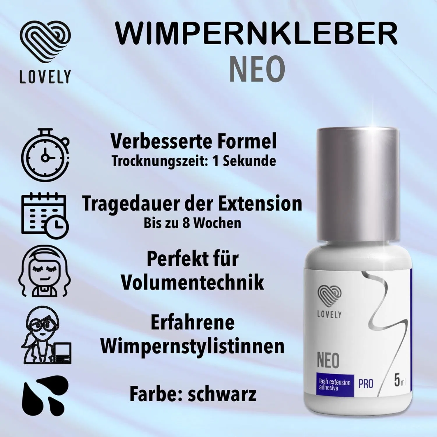 Клей для наращивания ресниц «Neo Liquid» от LOVELY, черный, 5 мл Lovely — фото 2